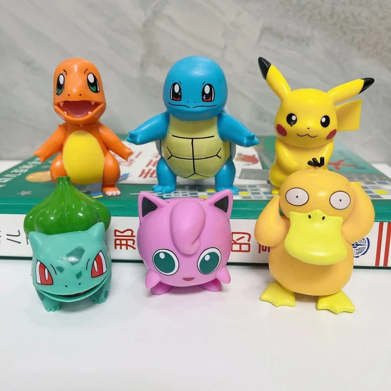 4 Stücke Pokemon Pikachu Anime Figur Spielzeug PVC Kuchen Auto Dekoration Ornamente Action Figur Für Kinder Geburtstag Weihnachtsgeschenke