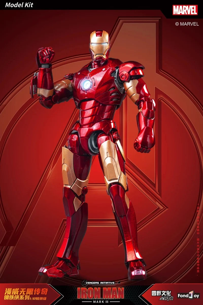 Fondjoy Original Iron Man 1/12 MK1 MK2 MK3 MK4 MK5 MK6 MK7 Zusammengebaute Marvel-Legenden Tony Stark Actionfigur Sammeln Spielzeug Geschenk