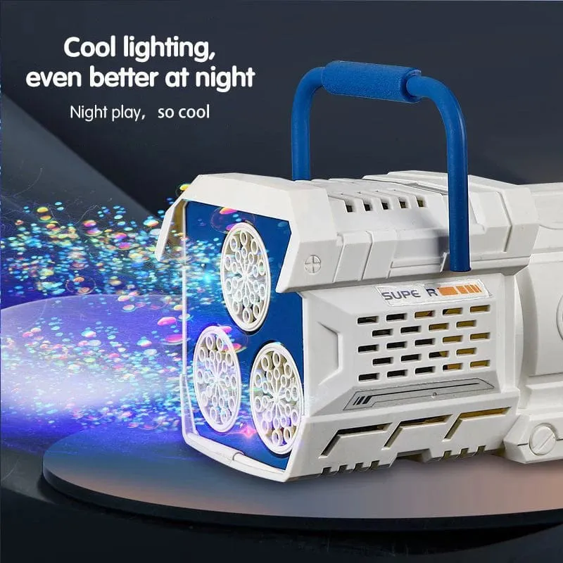 Seifenblasenpistole mit 60 Löchern, LED-Licht, elektrisch, automatische Raketenseifenblasenmaschine, Spielzeug für Kinder, Outdoor, Hochzeit, Party, Kindergeschenke