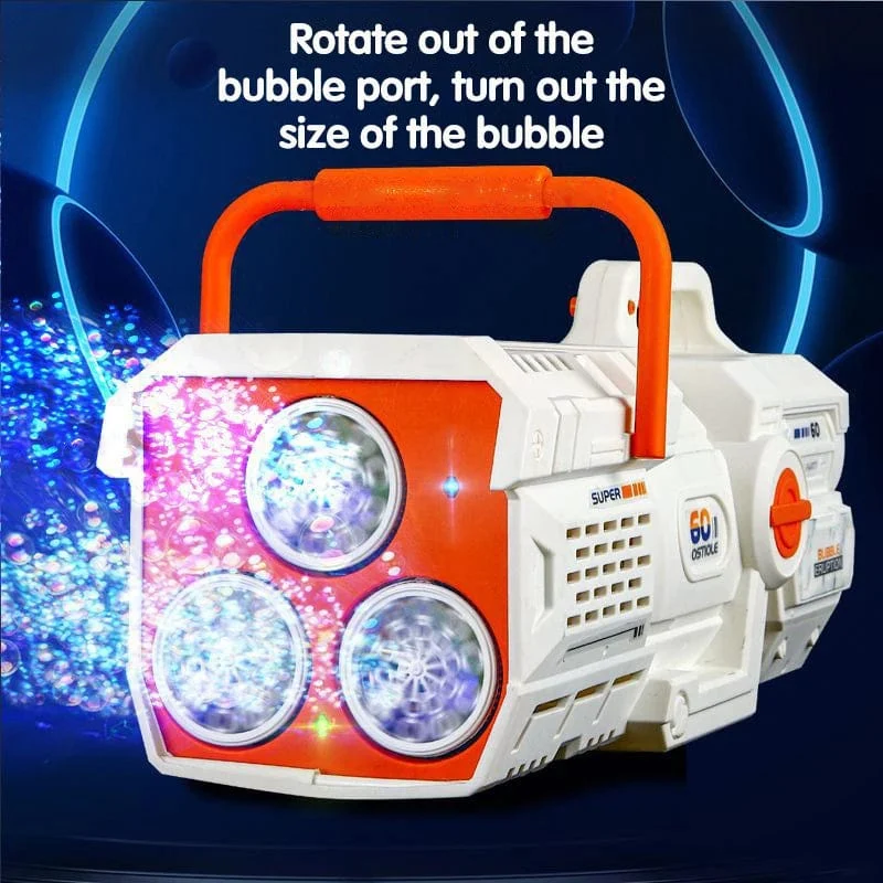 Seifenblasenpistole mit 60 Löchern, LED-Licht, elektrisch, automatische Raketenseifenblasenmaschine, Spielzeug für Kinder, Outdoor, Hochzeit, Party, Kindergeschenke