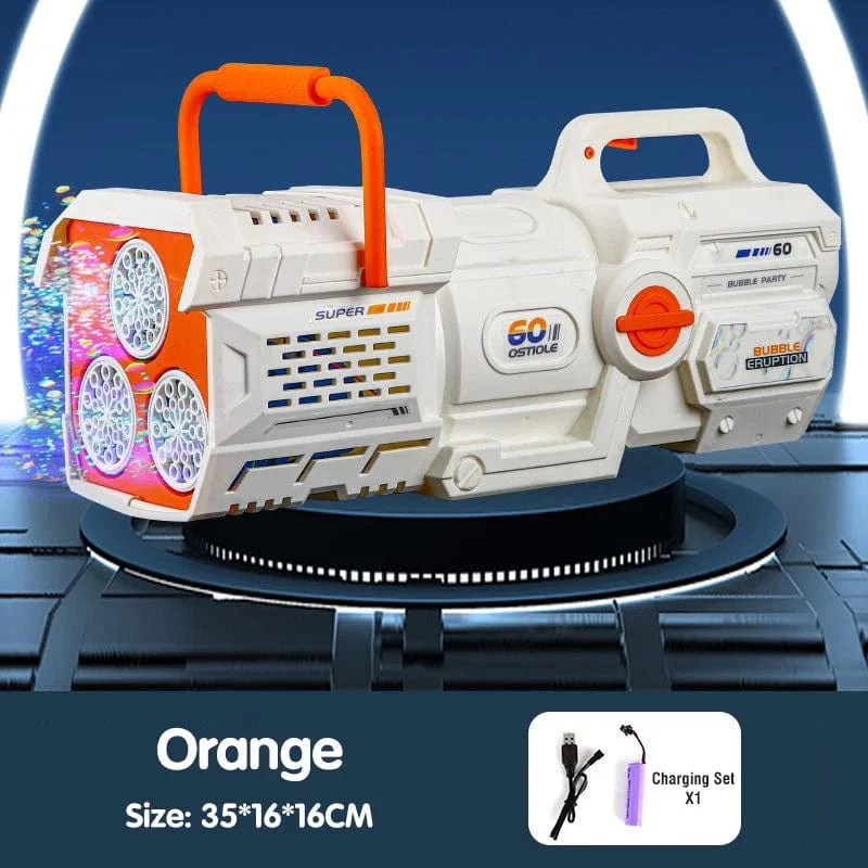 Seifenblasenpistole mit 60 Löchern, LED-Licht, elektrisch, automatische Raketenseifenblasenmaschine, Spielzeug für Kinder, Outdoor, Hochzeit, Party, Kindergeschenke