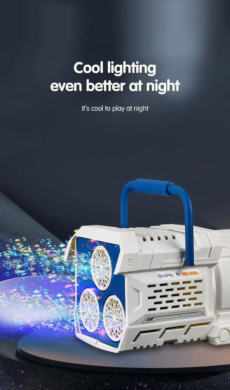 Seifenblasenpistole mit 60 Löchern, LED-Licht, elektrisch, automatische Raketenseifenblasenmaschine, Spielzeug für Kinder, Outdoor, Hochzeit, Party, Kindergeschenke
