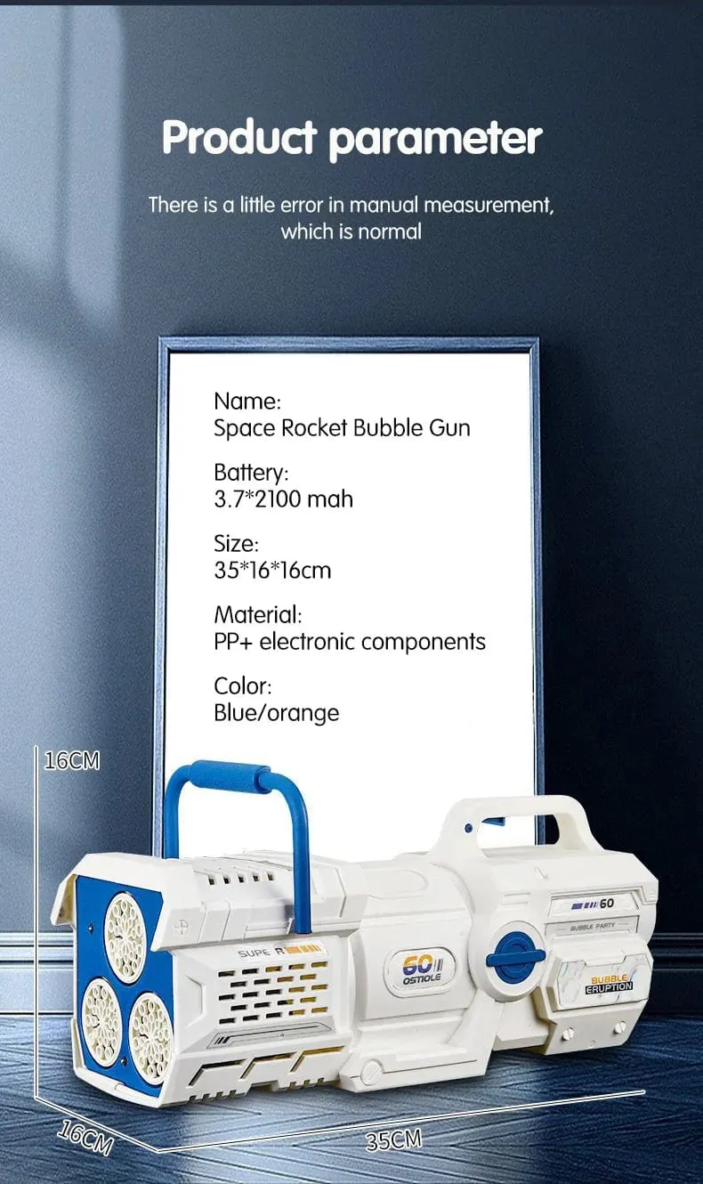Seifenblasenpistole mit 60 Löchern, LED-Licht, elektrisch, automatische Raketenseifenblasenmaschine, Spielzeug für Kinder, Outdoor, Hochzeit, Party, Kindergeschenke