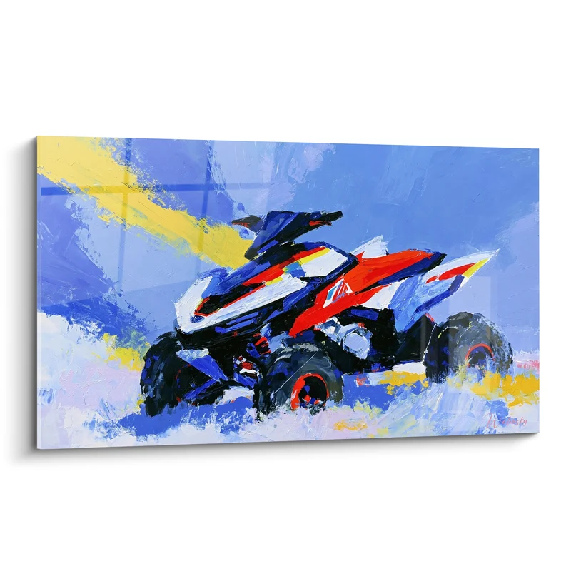 Tableau Quad blanc et rouge à l'arrêt - Prêt à bondir - Edition Quad