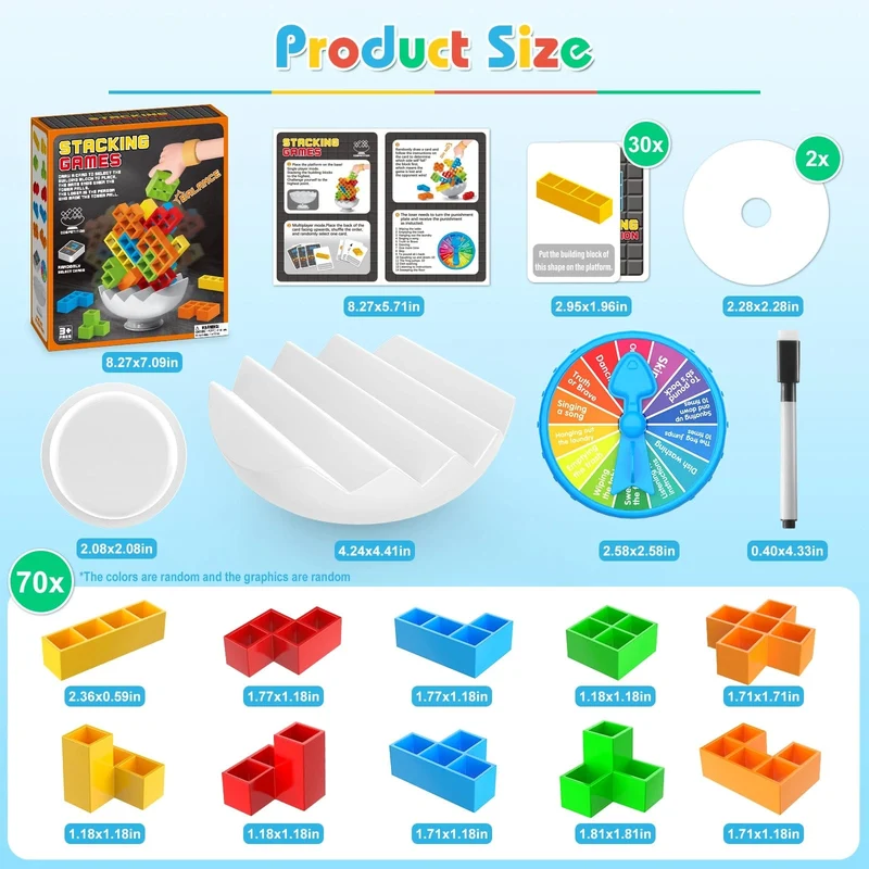 64-70-teiliges Stapelbrettspiel für Partys, Familienspiele, Requisiten, Bausteine, Wettbewerb für Kinder und Erwachsene, Geburtstagsgeschenke, Desktop-Spielzeug