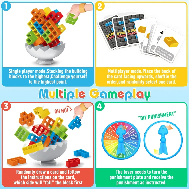 64-70-teiliges Stapelbrettspiel für Partys, Familienspiele, Requisiten, Bausteine, Wettbewerb für Kinder und Erwachsene, Geburtstagsgeschenke, Desktop-Spielzeug