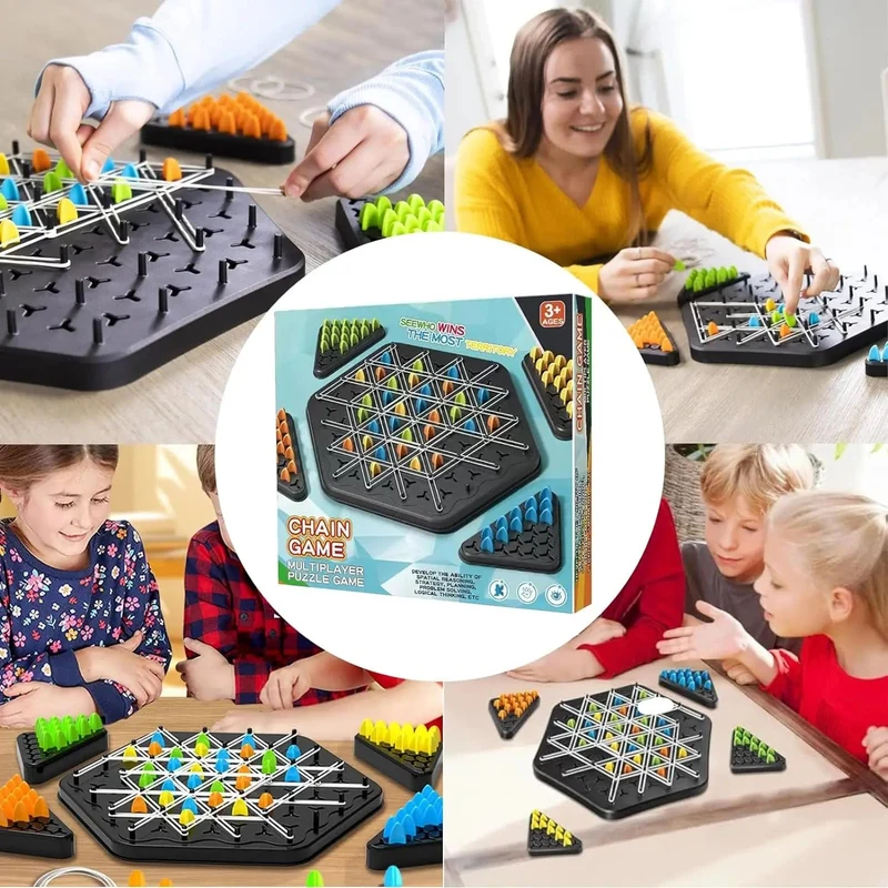 Ketten-Triggle-Schachspiel, Triggle-Gummiband-Spielspielzeug für Kinder, interaktives Brettspiel-Kampfset für Familienfeiern als Geschenk