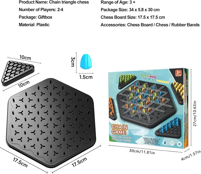Ketten-Triggle-Schachspiel, Triggle-Gummiband-Spielspielzeug für Kinder, interaktives Brettspiel-Kampfset für Familienfeiern als Geschenk