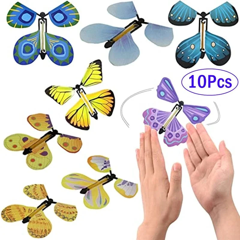 1–10 Stück magischer aufziehbarer fliegender Schmetterling im Buch, mit Gummiband betriebenes magisches Fee-Flugspielzeug, tolles Überraschungsgeschenk, Partygeschenk