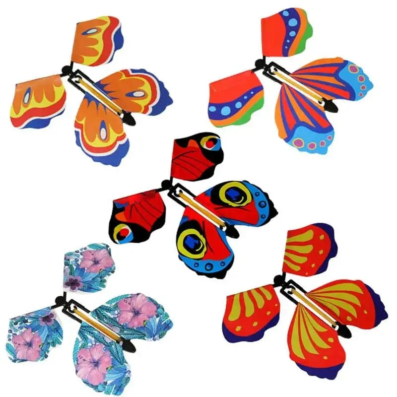 1–10 Stück magischer aufziehbarer fliegender Schmetterling im Buch, mit Gummiband betriebenes magisches Fee-Flugspielzeug, tolles Überraschungsgeschenk, Partygeschenk