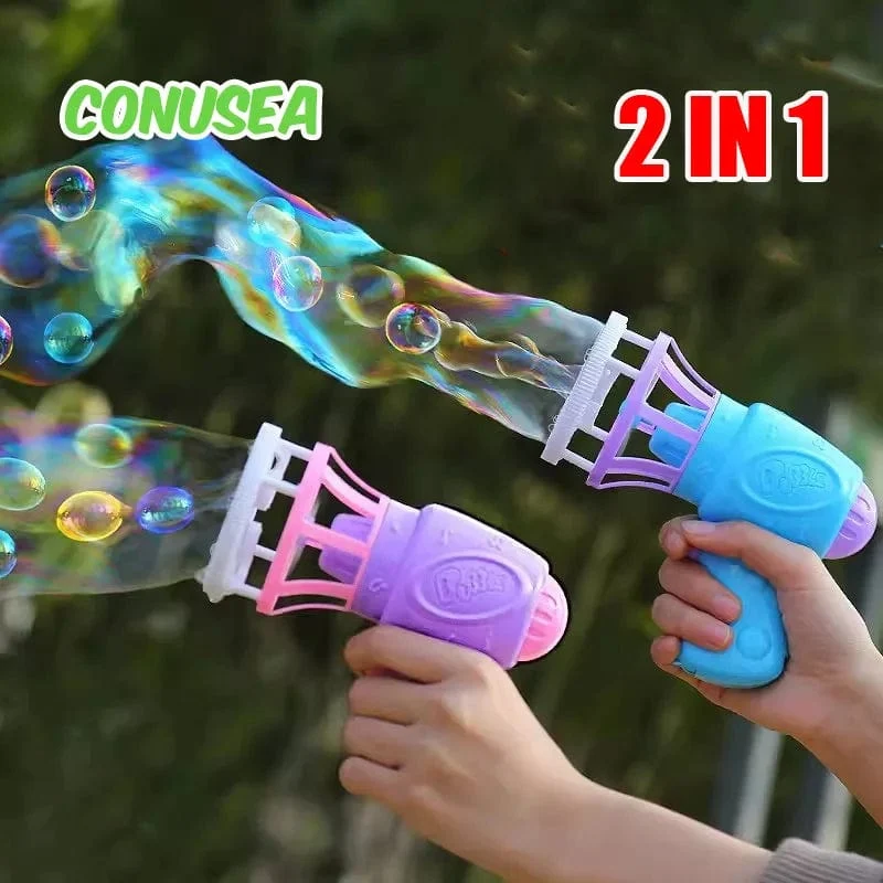 2-in-1-Seifenblasenmaschine, Seifenblasenpistole, kreatives Seifenblasenspielzeug, Gebläsemaschine, Partyspiele für draußen, Spielzeug für Kinder, Jungen und Mädchen