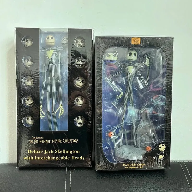 Der Albtraum vor Weihnachten Jack Skellington Actionfigur 12 Gesichter Jack Jack Chair Sonderversion Modell Spielzeug Hallowen Geschenk