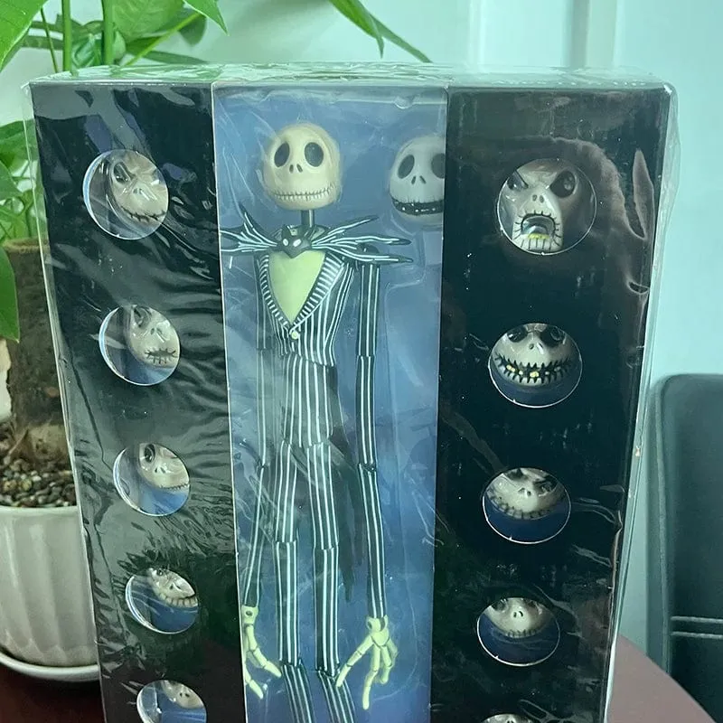 Der Albtraum vor Weihnachten Jack Skellington Actionfigur 12 Gesichter Jack Jack Chair Sonderversion Modell Spielzeug Hallowen Geschenk