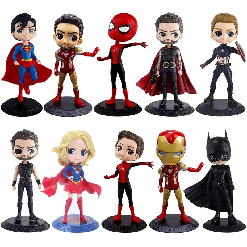 11 Teile der Avengers-Figuren von Disney: Spider-Man, Iron Man, Captain America, Thor, Wonder Woman. Actionfigur, Deko-Spielzeug