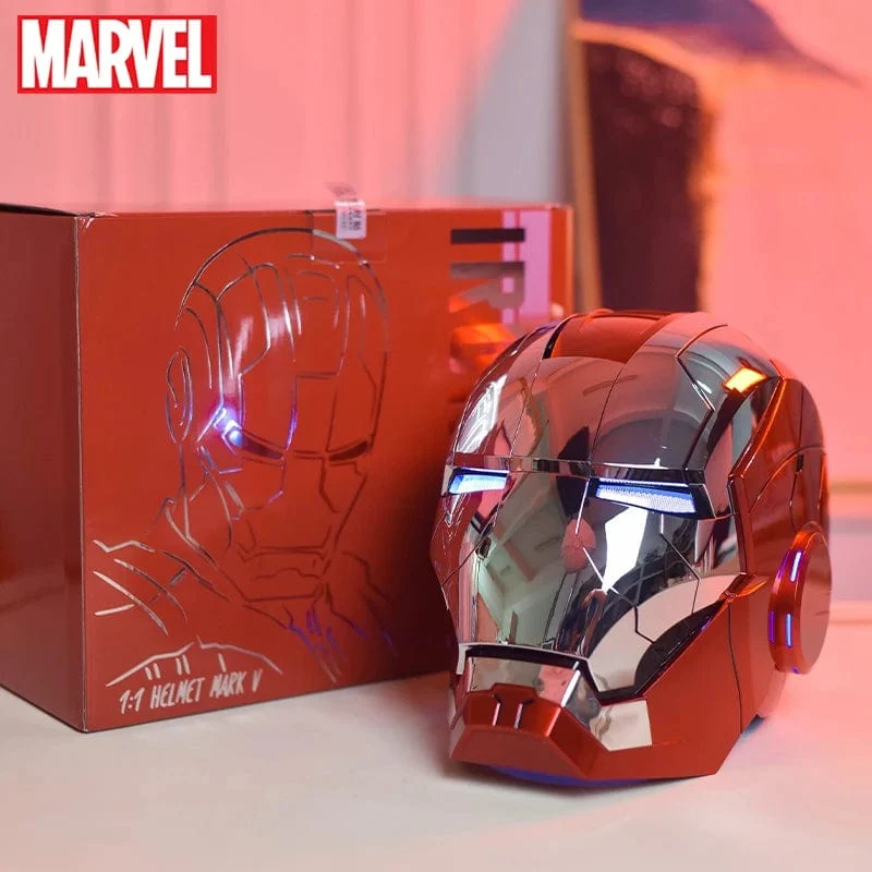 Neu AutoKing 1:1 Mk5 Iron Man Helm Cosplay Sprachsteuerung Augen mit Licht Modell Spielzeug für Erwachsene Elektrisches tragbares Weihnachtsgeschenk