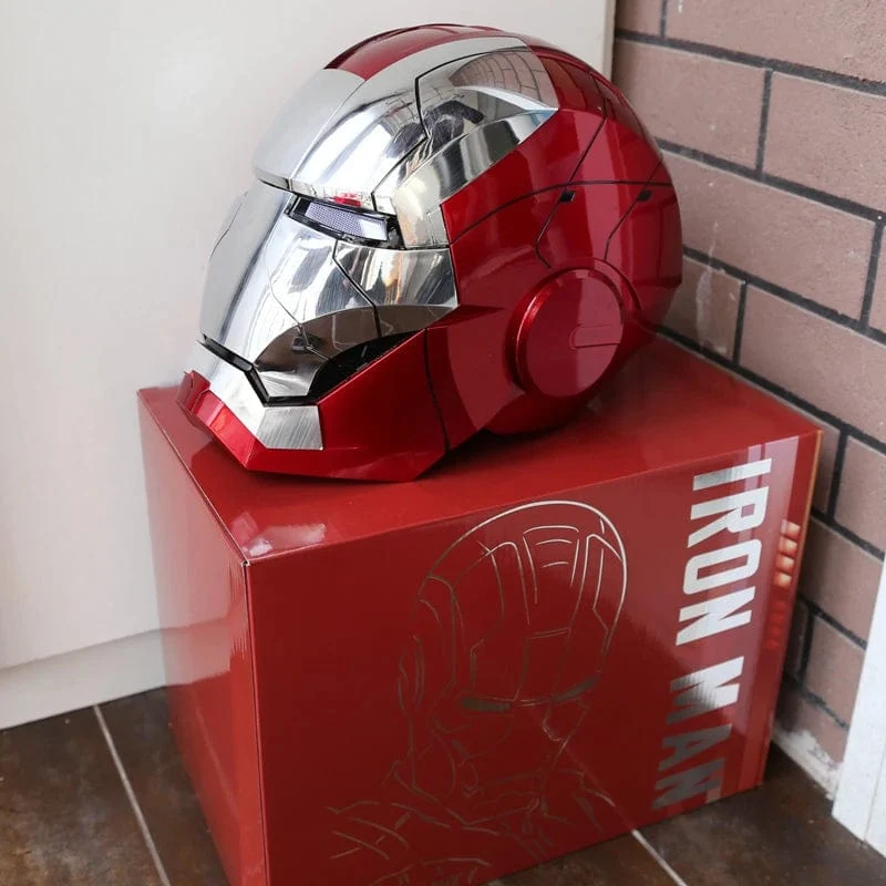 Neu AutoKing 1:1 Mk5 Iron Man Helm Cosplay Sprachsteuerung Augen mit Licht Modell Spielzeug für Erwachsene Elektrisches tragbares Weihnachtsgeschenk