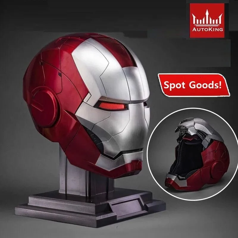 Neu AutoKing 1:1 Mk5 Iron Man Helm Cosplay Sprachsteuerung Augen mit Licht Modell Spielzeug für Erwachsene Elektrisches tragbares Weihnachtsgeschenk