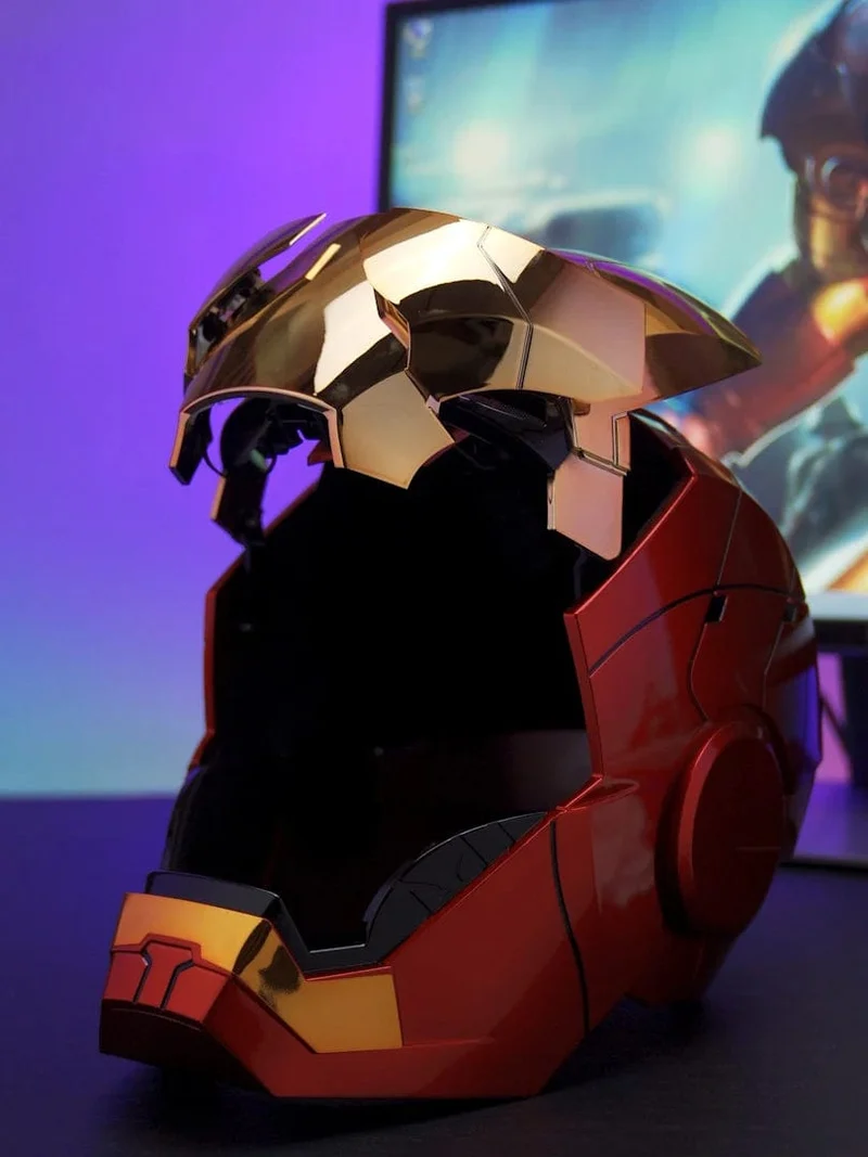 Neu AutoKing 1:1 Mk5 Iron Man Helm Cosplay Sprachsteuerung Augen mit Licht Modell Spielzeug für Erwachsene Elektrisches tragbares Weihnachtsgeschenk