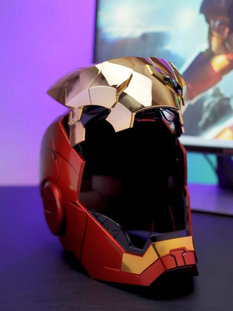 Neu AutoKing 1:1 Mk5 Iron Man Helm Cosplay Sprachsteuerung Augen mit Licht Modell Spielzeug für Erwachsene Elektrisches tragbares Weihnachtsgeschenk