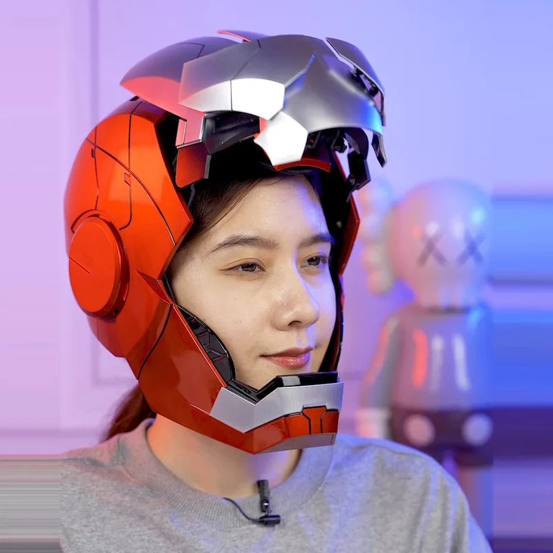 Neu AutoKing 1:1 Mk5 Iron Man Helm Cosplay Sprachsteuerung Augen mit Licht Modell Spielzeug für Erwachsene Elektrisches tragbares Weihnachtsgeschenk