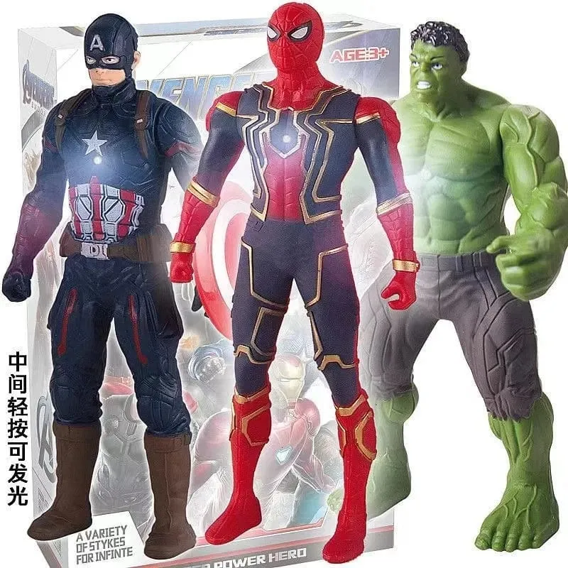 2024 Marvel Spiderman Hulk Ironman Anime Actionfigur Spielzeug Weihnachtsgeschenk PVC Bewegliche Gelenke Leuchtende Puppensammlung Modellspielzeug
