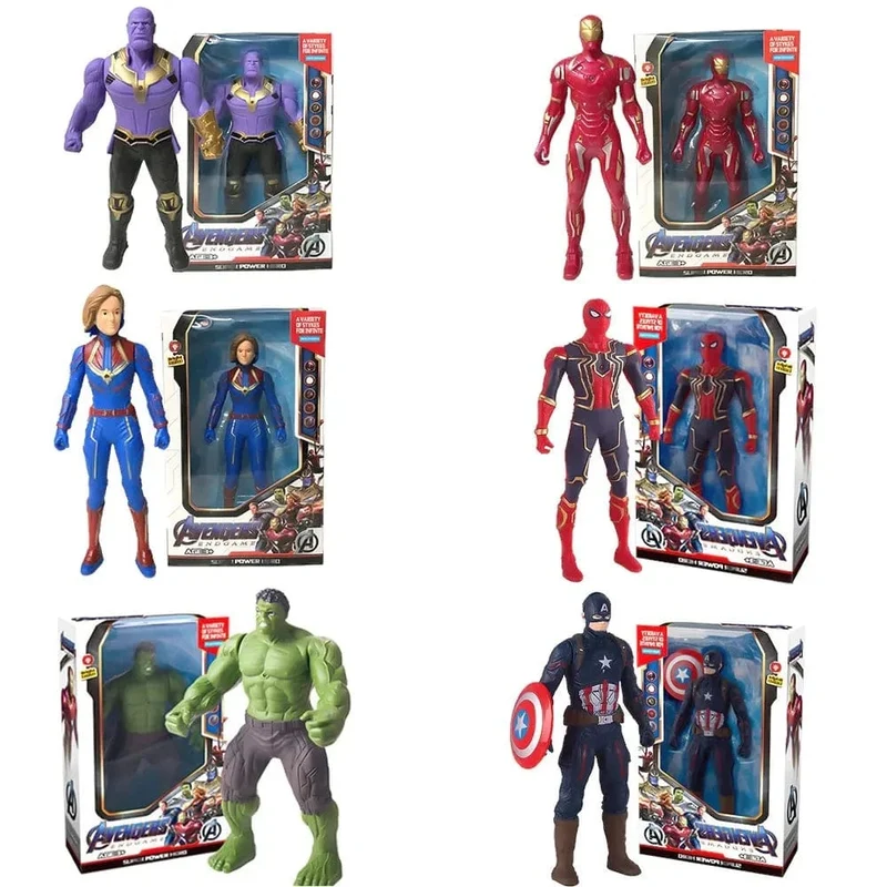 2024 Marvel Spiderman Hulk Ironman Anime Actionfigur Spielzeug Weihnachtsgeschenk PVC Bewegliche Gelenke Leuchtende Puppensammlung Modellspielzeug