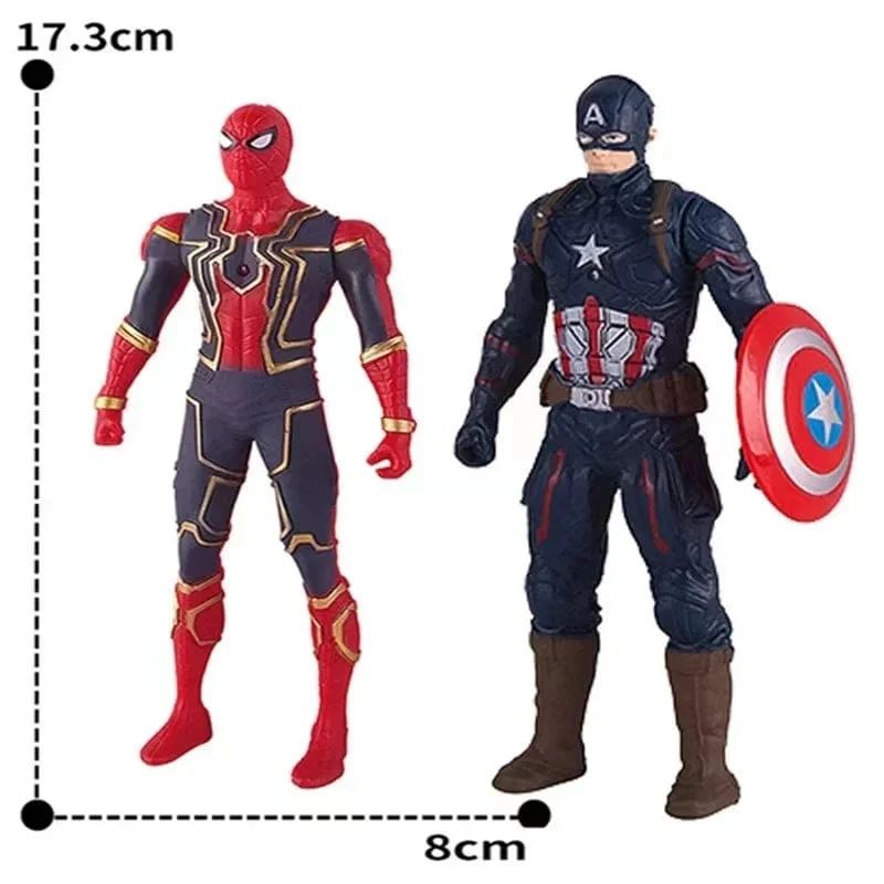 2024 Marvel Spiderman Hulk Ironman Anime Actionfigur Spielzeug Weihnachtsgeschenk PVC Bewegliche Gelenke Leuchtende Puppensammlung Modellspielzeug